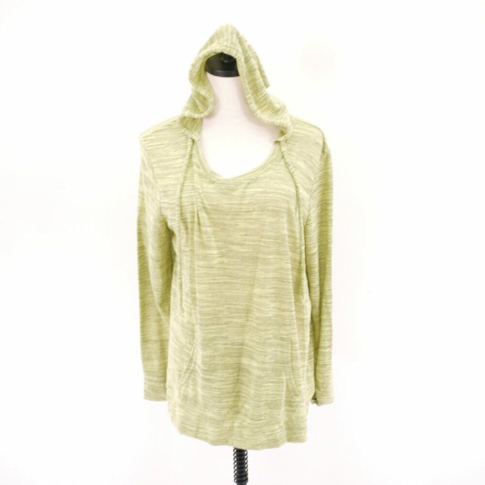 Nine West Vintage America Collection Missy Green Large Hooded Sweater Scoop Neck